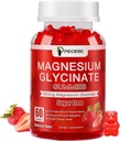 Magnesium Glycinate Gummies 600mg, Suikervrij Magnesium Gummies voor volwassenen, Hoge Absorptie Magnesium Supplement voor Stress & Muscle Relief & Nerve Health, Non-GMO, Glutenvrij, Veganist, 60 Tel.