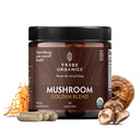 TRIBE ORGANISCS Mushroom Golden Blend Vegan Capsules Supplement - Adaptogenic Paddestoelen Poeder Immuun Ondersteuning Supplement - 10-in-1 Paddenstoelen voor Immuniteit Ondersteuning & Hersengezondheid - 90 Tel 30 Servers