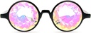 GloFX Black Kaleidoscope Glasses | Plastic Frame Diffraction Glasses with Glass Crystal Lens | 3D Prism Rainbow Effect | Great EDM, Concert, and Rave Accessory