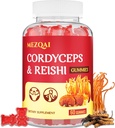 Mushroom Gummies, Cordyceps Reishi Mushroom Supplement Gummies voor volwassenen met Green Tea Extract, Hersensupplementen voor Geheugen en Focus, Energie, Atletische Performance*, Rest - 60 Tellen