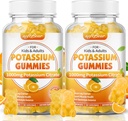 softbear Kalium citraat 1000mg, Suikervrije Kalium Gummies voor Volwassenen Ondersteuning Been Krampen & Muscle Health Hoge Potency Kalium Supplement Gummies Orange Flavor 120 Tellen