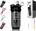 Litex Shaker flessen voor eiwitshakes, 26oz Blender Shaker fles voor pre-workout, Shaker Cups met stro, BPA-vrije Tritan Mixer flessen voor eiwit poeder, met Cup Brush en instructies (zwart)