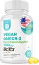 DR. MORITZ Vegan Omega-3 Softgels for Adults and Kids, Made from Algae Oil with DHA EPA, Small Algae Omega 3 Supplements, Vegan, 30 Count