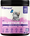 ZENAPET Cat Colostrum Plus Premium Powder Topper, Immune & Digestive Health Supplement, 240 Servings (8-Month Supply), Supports Skin & Coat, Made in USA