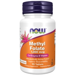 NOW Voedingssupplementen, Methylfolaat 1000 mcg, Metabole actieve folaat*, Co-Enzyme B Vitamine, 90 tabletten