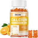 Calcium Magnesium Zink Gummies met Vitamine D3 & K2 - Hoge Potentie Verbeterde Absorptie -60 Oranje Gummies Gearomatiseerd