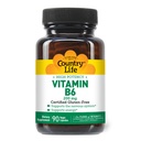 Country Life Vitamine B-6, Hoge Potentie, Ondersteunt Energie en het zenuwstelsel, 200mg, 90 Vegan Capsules, Gecertificeerde Gluten Vrij, Gecertificeerde Veganist...