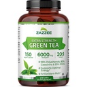 Zazzee Extra sterkte Groene thee 20:1 Extract, 6000 mg Sterkte, 50% EGCG, 98% Polyfenolen en 80% Catcehines, 150 Vegan Capsules, 5 maand supply, genormaliseerd en geconcentreerd 20X Potency, Non-GMO