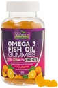 Omega 3 Fish Oil Gummies, Hart Gezonde Omega 3 Gummy Supplement met hoge absorptie DHA & EPA, Extra sterkte gezamenlijke & hersenen ondersteuning, Heerlijke Oranje Smaak Visolie Natuur vitamine - 120 Gummies