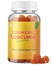 Kurkuma Gummies met zwarte peper voor ontsteking, kurkuma en gember supplement voor Immune Gezamenlijke Ondersteuning, Suikervrije Curcumin Gember Gummies voor volwassen Vegan Non-GMO