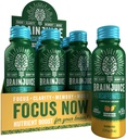 BrainJuice Decafeïne Hersenen Ondersteuning Shot, Glutenvrije Supplement Shots voor energie & focus, gezonde drankjes met Alpha GPC, Vitamine B & Decafeïnated Green Tea Leaf, Peach Mango, 2,5 fl oz, 12 Pack