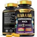Kava Kava Root Supplement - 8in1 Formule - Combineer met Ashwagandha, Maca, Turmeric, Ginkgo Biloba, St. John's Wort, Valeriaan & Black Pepper - 120 Vegan Capsules, 4 maanden Supply
