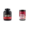 ON Gold Standard 100% Wei proteïne primaire bron isolaat - Dubbele Rijke Chocolade 74 Servers + ON Amino Energy - BCAA, Aminozuren, Keto vriendelijk, Green Coffee Extract- Fruitfusie, 30 porties