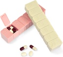 Pillen Organisator-Pill Dozen voor Reizen, 7 Dag met Braille Pillen geval Vitaminen Visolie Supplementen, Medicatie Organisator Dispenser voor Visolie, Vitamine Houder Supplement (Roze + Beige)