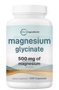 Magnesium Glycinate 500mg, 240 Capsules 100% chelated for Max Absorbing 