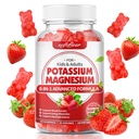 softbear Kalium Gummies voor Volwassenen, Hoge Absorptie Magnesium Kalium Supplement met Vitamine B6 voor Been Krampen & Muscle Health Sugar-Free Vegan Aardbei 60 Gummies