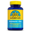 Nature's Life Monolaurin Plus Zink Immune Support Supplement - 936mg Monolaurin van rauwe kokosnoten, zink 15mg, ondersteunt Gut Health, Balanced Gut Flora, 60-dag garantie, 45 Serv, 90 Vegetarische Capsules