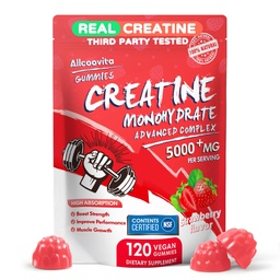 Creatine Monohydraat Gummies Complex voor mannen & vrouwen5 Gram per Serving Electrolyte Create Gummy voor spierkracht, spier Builder, energie Boost, Pre-workout Supplement-120 Aardbei Gummies