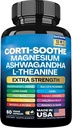 Corti-Soothe Cortisol Supplement,Magnesium Glycinate 200mg L-Theanine 150mg Ashwagandha 150mg Fosfatidylserine Cortisol Manager Lions Mane Ginkgo Binoba Bacopa Monnieri Valerian Root(60 Caps)