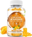 Creatine Monohydraat Gummy's voor mannen & vrouwen, Kauwtabletten Creatine Monohydraat voor spierkracht, spier Builder, energie Boost, suikervrij, Veganist, Mango Flavor-60 Tel.