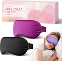 2PCS Cold Eye Mask: Cooling Eye Mask for Puffy Eyes, Headache, Migraines Relief - Cold Compress for Dark Circles, Tired Eyes, After Surgery - Reusable Gel Ice Pack, Weighted Sleep Mask(Black,Purple)