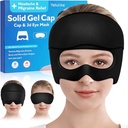 Headache Relief Hat, Soothing Migraine Relief Cap Gel Ice Head Wrap Headache Eyes Mask for Sinus, Puffy Eyes, Tension and Stress Relief - Hot and Cold Therapy