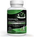 Halalways Calcium/Vitamine D Gecertificeerde Halal Supplement Bone Health Support, met Calcium & Vitamin D, Dieetsupplement, Vitamine Supplementen, voor mannen & vrouwen, (650 mg Calcium, Vitamine D 10mcg)