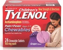 Tylenol Kinderpijn + koorts Kauwtabletten tabletten 160 mg, druivensmaak 24 ea (3 verpakkingen)
