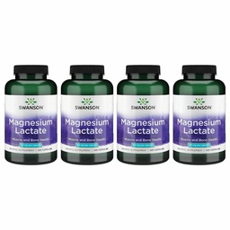 Swanson Magnesium Lactaat - Mineral Supplement Promoting Muscle and Bone Health Support - Lactose-Free Lactate Mineral Form for Gentle Absorptie - (120 Capsules, 84mg Each) 4 Pack