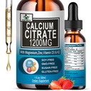 Calcium citraat supplement,1200mg Calcium met vitamine D3 druppels voor bot, tanden, colon, cardiovasculaire gezondheid, hoge absorptie vloeibare calcium Magnesium citraat 400mg Plus zink vitamine K2,Vegan,30 porties