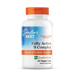 Doctor's Best Fully Active Vitamin B Complex Supplement for Men & Women - Super Complex with Methylated B12 & Folate, B6, Biotin, Pantothenic Acid, & More, Energy Support Caps - 60 Veggie Capsules