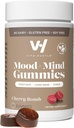 VitaHustle Super Mushroom Mood + Mind Focus Gummies, Lions Mane Paddestoelen, Reishi, Chaga, Cordyceps, Veganistisch, Lage Suiker, Niet GGO, Cherry Flavor, 50 Tellen