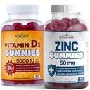 NIEUWE AGE Immune Defense Combo - 2 Pack - Vitamine D3 Gummies 5000 IE 125mcg & High Potency Zink Gummies, Immune Booster 120 Tel.