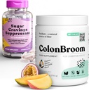 ColonBroom Psyllium Husk Powder Sugar Craving Suppressant - Chromium Picolinate 200mcg, 2 Items - Colon Cleanser Fiber Supplement (50 Servings) + Sugar Craving Suppressant (60 Servings)