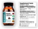 DR WAKDE'S Pippali Capsules (Long Pepper, 60 Veg Caps, Plant Based Supplement, Ayurvedic Herb, All Natural, Vegan)
