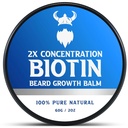 Biotin Beard Balm for Men & Conditioning Beard Wax - Made with Castor Oil Natural and Organic Ingredients - Hydrates & Thickens Facial Hair Growth- 2 Ounce Tin