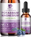 Kalium Magnesium Supplement Liquid w/Triple Complex Magnesium Glycinate & Kalium Plus Omega 3, Sea Moss, Black Seed, D3K2 & Calcium voor Zzz, Leg Cramps & Muscle-2 FL OZ Drop