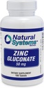 Natuurlijke systemen Zink Gluconaat 50 mg - Ondersteunt uw immuunsysteem - helpt bot en spierkracht - elementaire mineralen voor uw dieet - Grote voeding Supplement