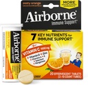 Airborne 1000mg vitamine C met zink Effervescent tabletten, Immune Support Supplement met krachtige antioxidanten Vitaminen A C & E - 20 Fizzy Drink Tablets, Zesty Orange Flavor