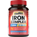 IJzersupplement voor vrouwen en mannen, met vitamine C, B6, B12 & Folaat voor ijzertekort, bloedopbouw en energie-ondersteuning, maagvriendelijk, betere absorptie, non-GMO, geen gluten, 60 veganistische caps
