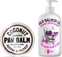 LEGITPET Hondenpaw Balsem Wax Soother & Moisturizer Cream met natuurlijke voedsel-Grade Kokosolie, biologische Shea Butter & Beeswax 2 oz en Wild Alaska zalmolie voor honden en katten 8 oz Bundel