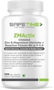 Safe.TIME ZMActiv Zink Glycinate, Magnesium Glycinate, Actieve Vorm Vitamine B6 P5P, Sport herstel, Rustige Slaap, Immuniteit, Glutathione Booster, Bio beschikbaar, Veilig (1 Hoeveelheid - 90 Veg Capsules)