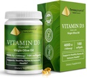 Gezondheid Piramide Vitamine D3 4000 IE Cholecalciferol in olijfolie Eenvoudig doorslikken Beste Vitamine D Supplement voor Bones & Immune Ondersteuning Vitamine D3 Softgel