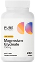PureFormulas Magnesium Glycinate 100 mg Dagelijkse Ondersteuning voor Stress, Zenuwen, Slaap, Spieren, Metabolisme Pure Magnesium Glycinate Supplement voor vrouwen en mannen Magnesio Non-GMO 240 tabletten
