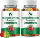 2 verpakkingen Magnesium Glycinate Gummies voor volwassenen & kinderen, Kauwbare Magnesium Clycinate 400 mg, Kalm Magnesium Gummies voor slaap