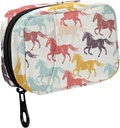 Fustyad Kleurrijke galoping paarden Silhouette pil Organizer voor Purse, Wekelijkse draagbare pil Box met rits naar opslag Vitaminen Visolie Medicijnen Supplementen