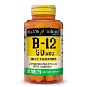 MASON NATUURLIJKE Vitamine B12 50 mcg met Calcium, 100-dagen levering, Dieetsupplement ter ondersteuning van natuurlijke energieniveaus, 100 tabletten (verpakking van 1)