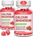Calcium Magnesium Zink Gummies met Vitamine D3 & K2, Hoge Absorptie Magnesium Glycinate Kalium voor Immune en Kalm Mood, Raspberry Flavor 120 Gummies