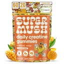 SuperMush Daily Creatine Gummies met Cordyceps - Dagelijkse Superfood - Sugar Free Creatine Monohydraat Supplement voor sterkte, focus, en herstel .