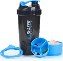 Proteïne Shaker Bottle - Sports Water Bottle - Non Slip 3 Layer Twist Off 3oz Cups met Pillenbak - Leak Proof Shake Bottle Mixer- Proteïne Poeder 22 oz Shake Cup met opslag